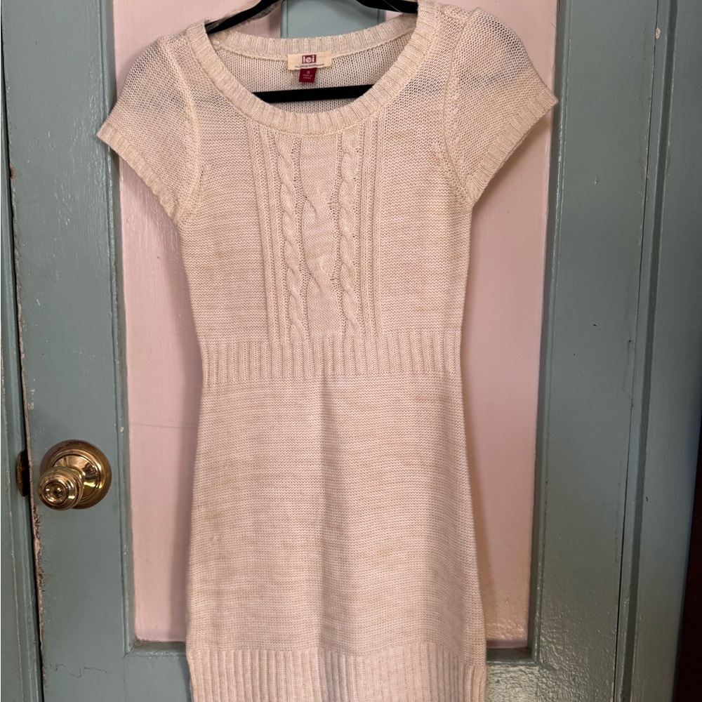 LEI Cream Knit Sweater Dress